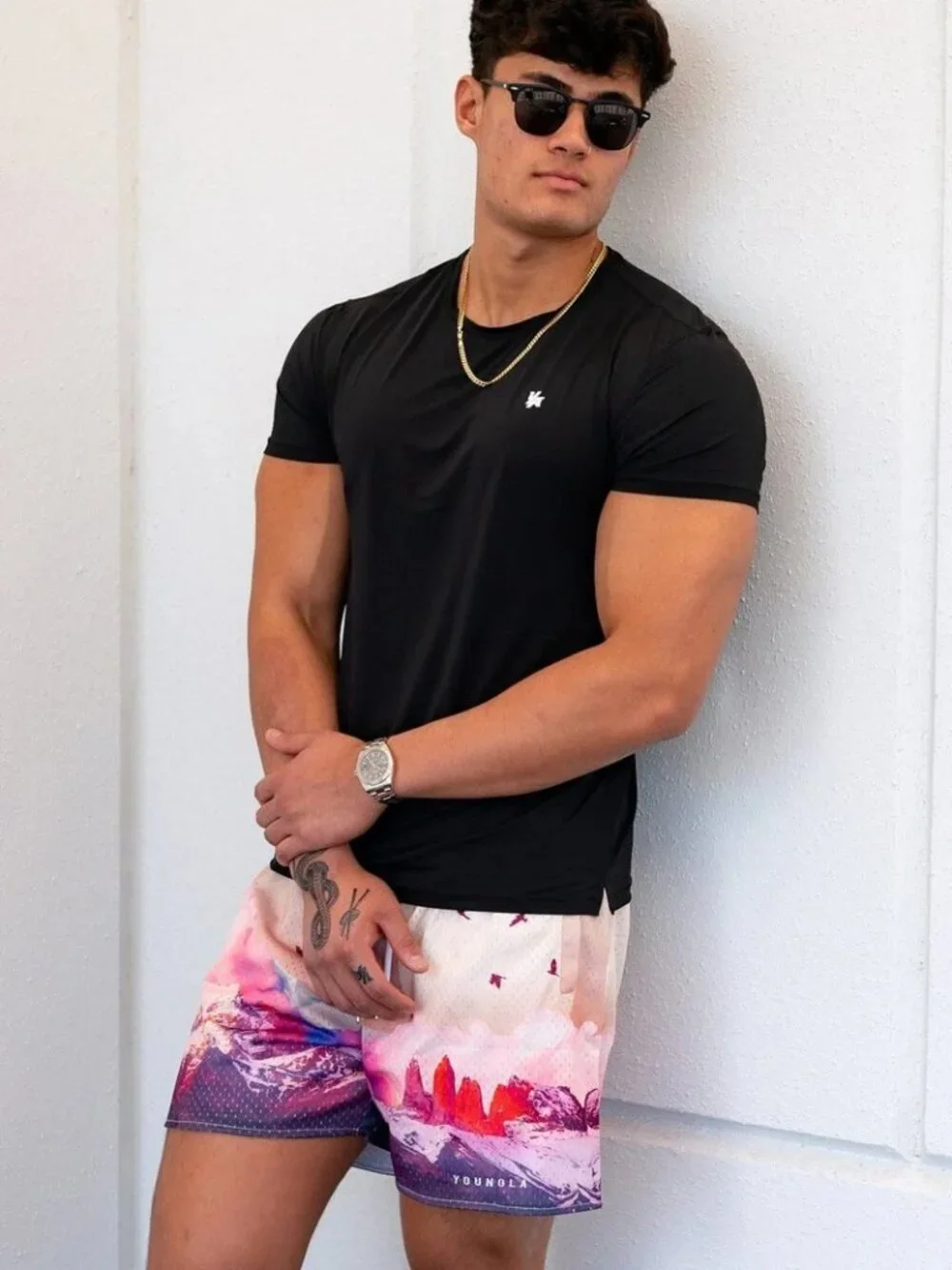 YoungLA 141 The Block Party Shorts Medium Sedona Sunrise
